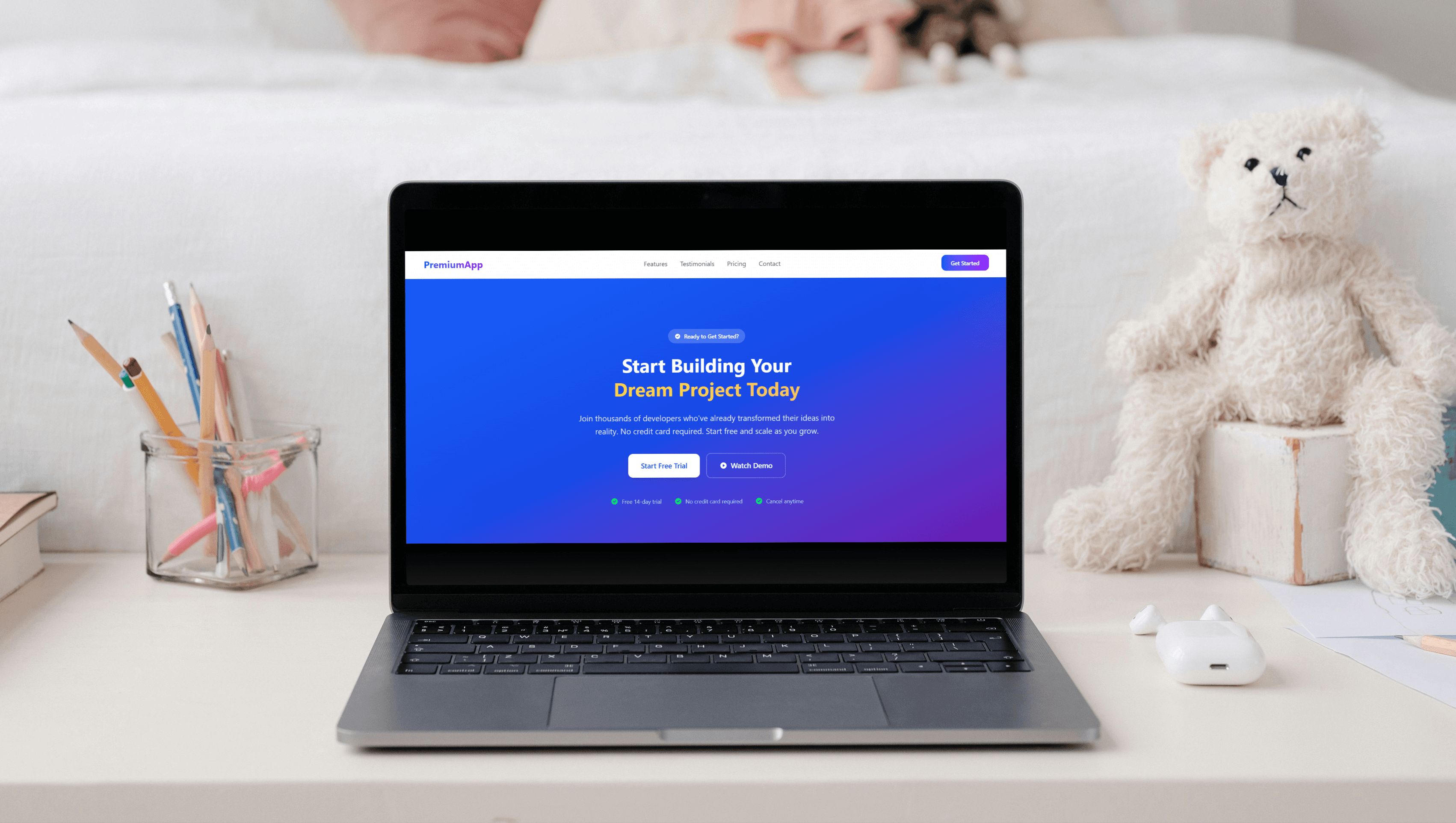 Premium Landing Page — Personal interface